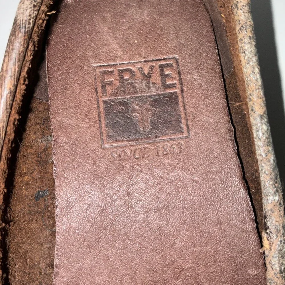 FRYE LEATHER SULLIVAN RINGS DRIVING MOCCASINS SIZE 7.5 MENS